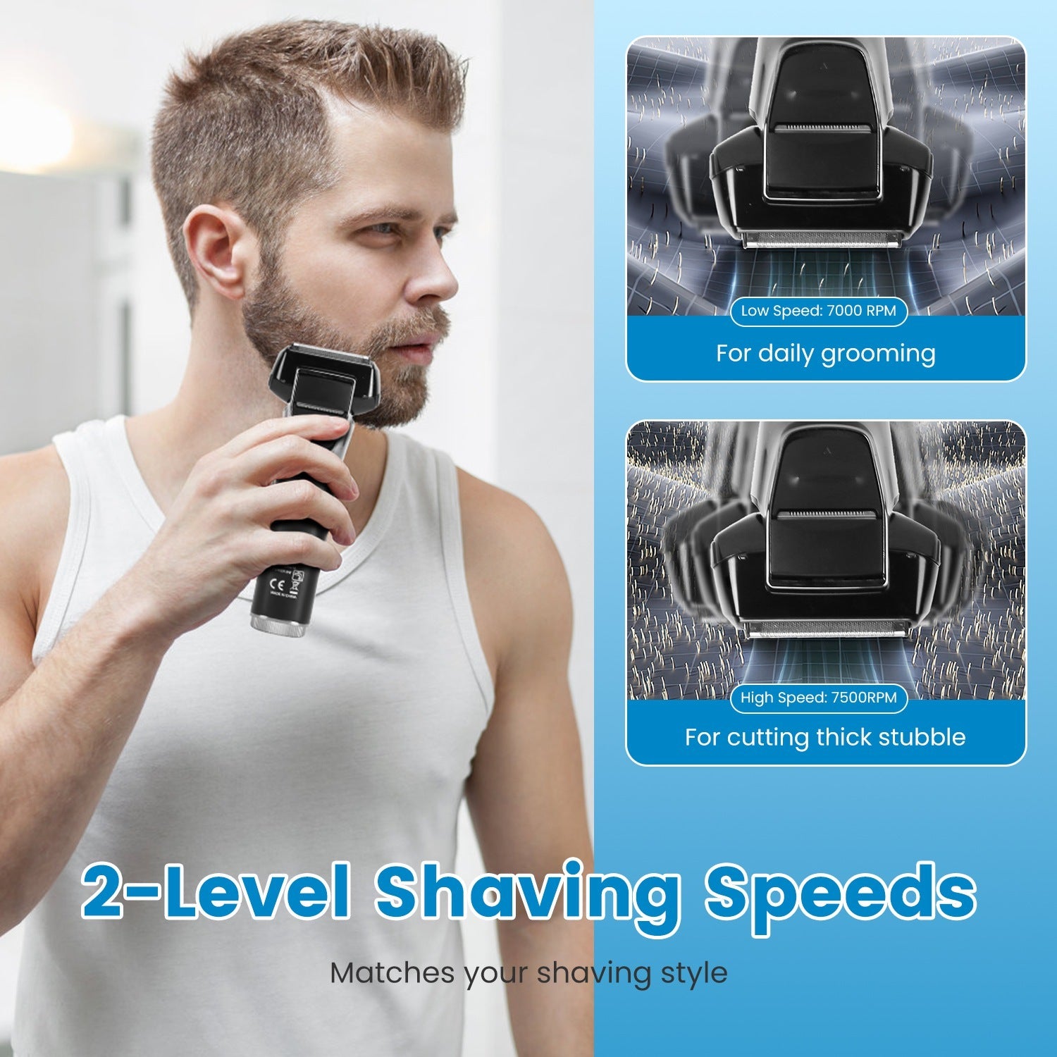 Electric Foil Face Shaver 5-Blade Electric Razor For Men Wet & Dry Jawline Beard Trimmer Precision Sideburn Shavers IPX6 Waterproof With LED Display Cleaning Brushes