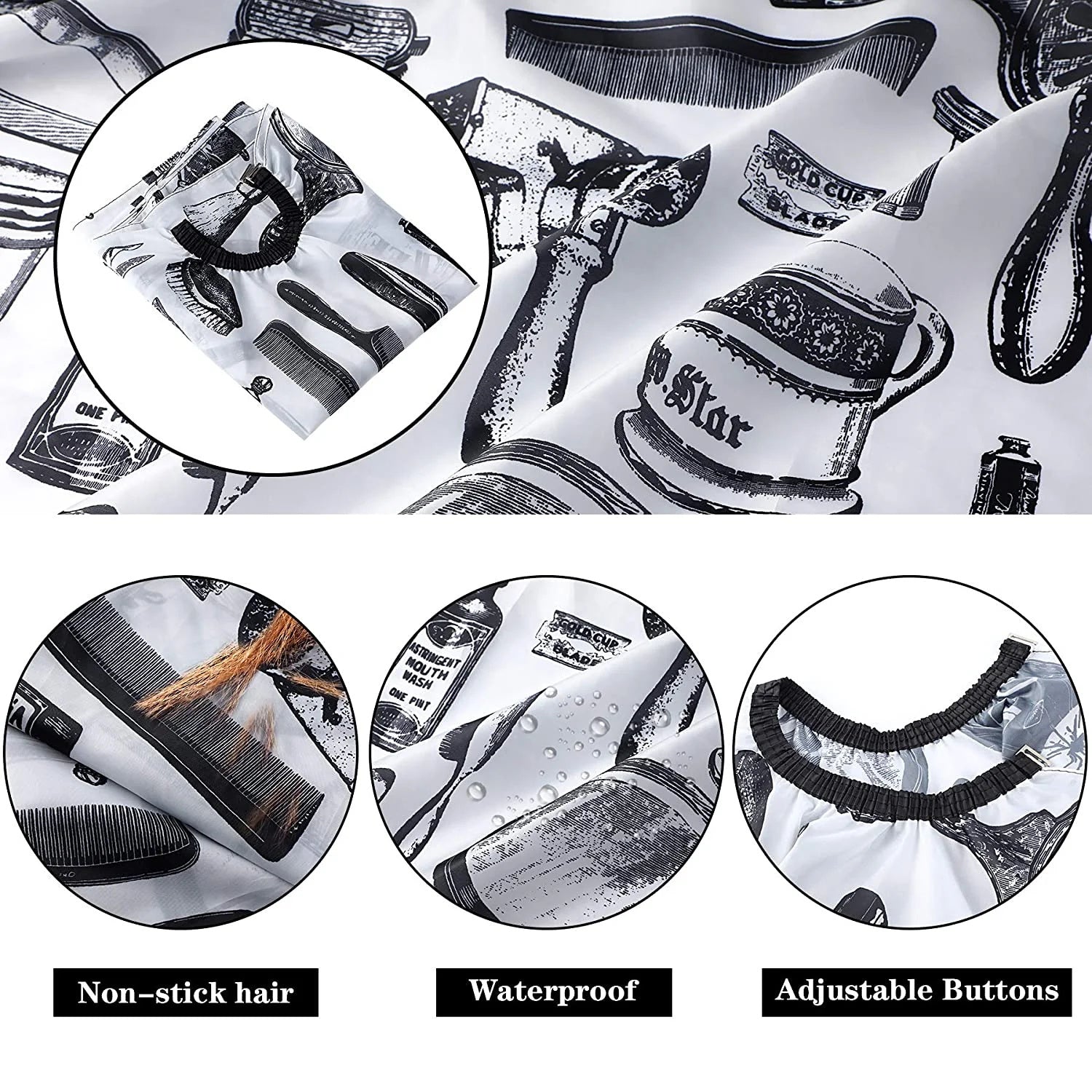 Professional Hair Cutting Cape With Neck Duster Brush, Salon Barber Cape, Hair Cutting Accessories -White Floral Print-Ban On Selling On Amazon