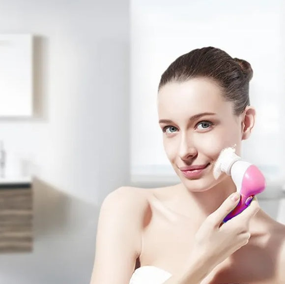 Facial Cleansing Brush Waterproof Face Spin Cleaning Brush With 5 Brush Heads