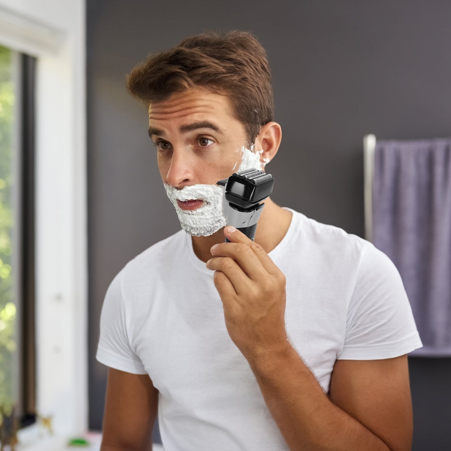 Electric Foil Face Shaver 5-Blade Electric Razor For Men Wet & Dry Jawline Beard Trimmer Precision Sideburn Shavers IPX6 Waterproof With LED Display Cleaning Brushes