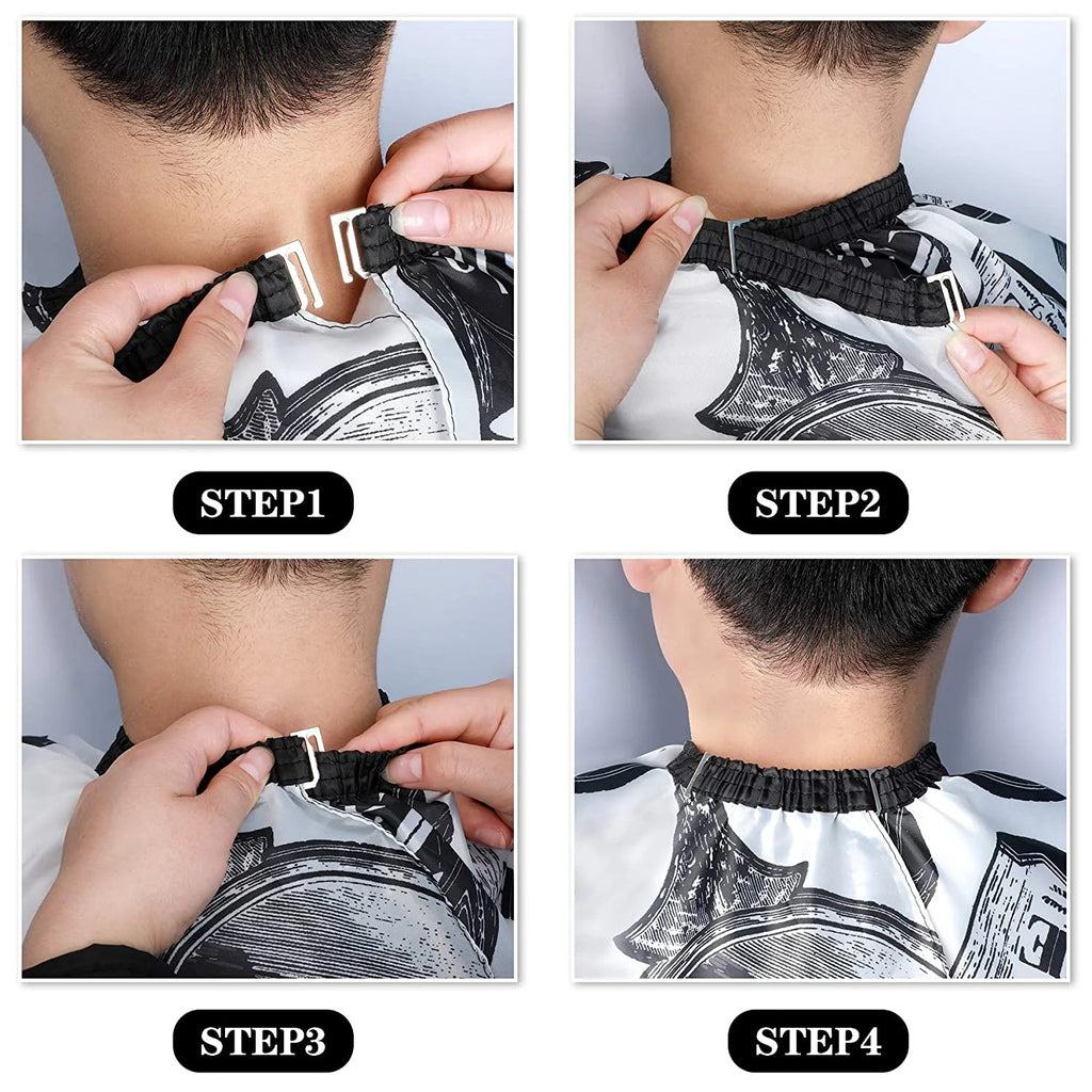 Professional Hair Cutting Cape With Neck Duster Brush, Salon Barber Cape, Hair Cutting Accessories -White Floral Print-Ban On Selling On Amazon