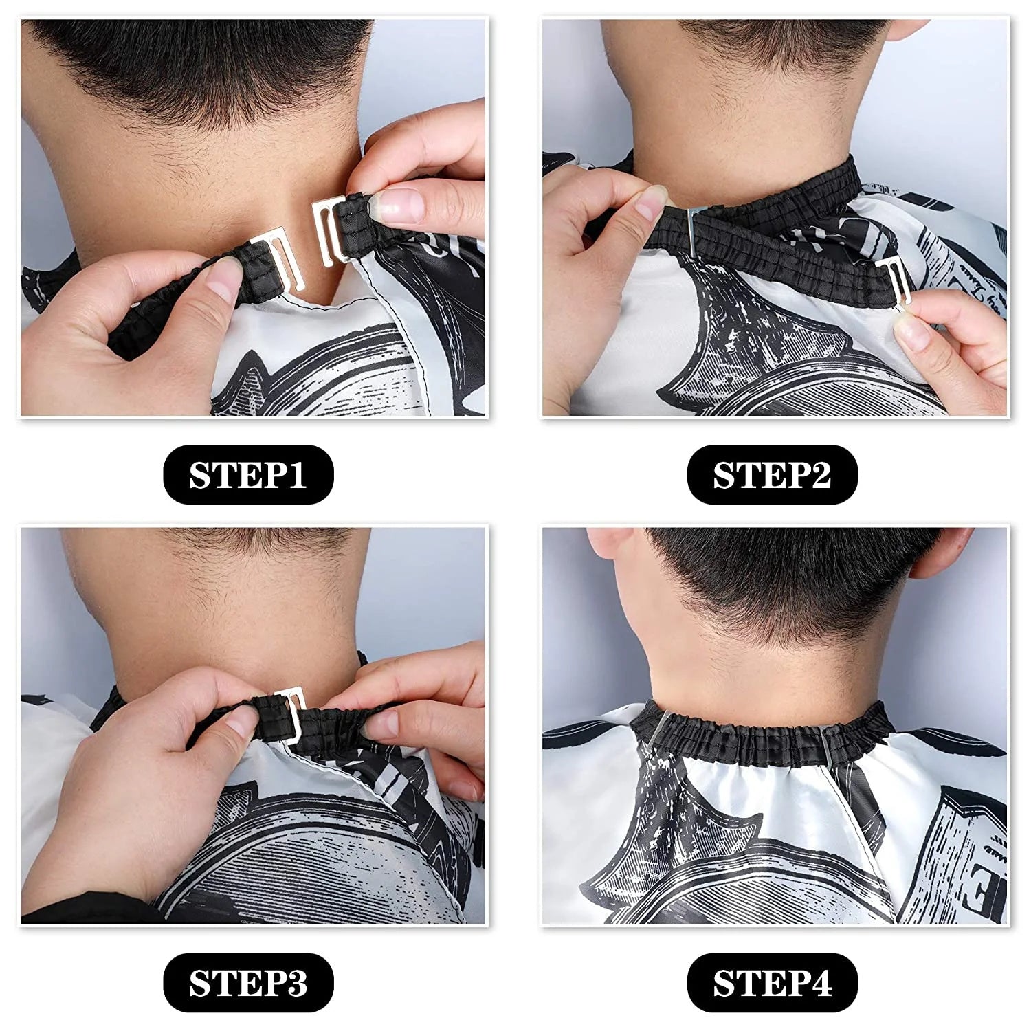 Professional Hair Cutting Cape With Neck Duster Brush, Salon Barber Cape, Hair Cutting Accessories -White Floral Print-Ban On Selling On Amazon