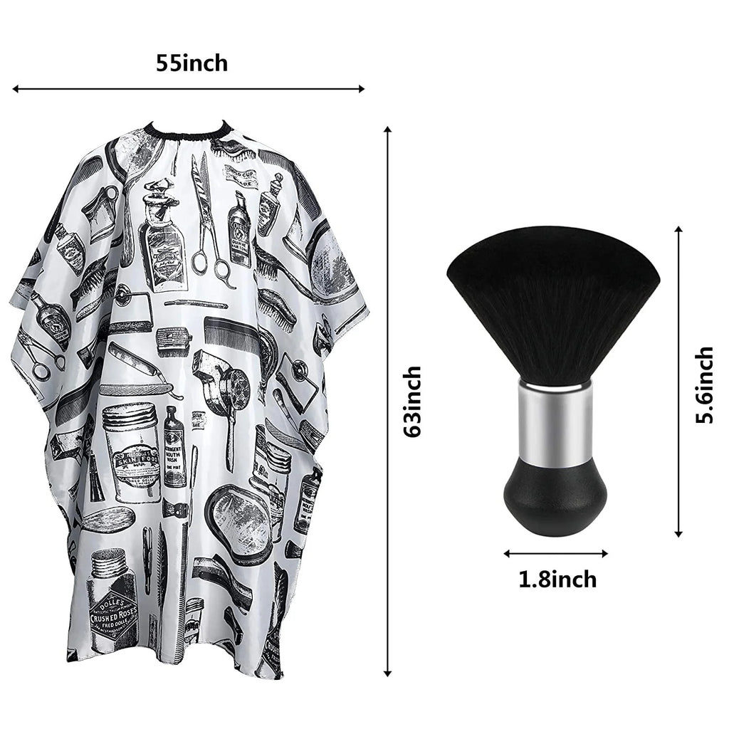 Professional Hair Cutting Cape With Neck Duster Brush, Salon Barber Cape, Hair Cutting Accessories -White Floral Print-Ban On Selling On Amazon