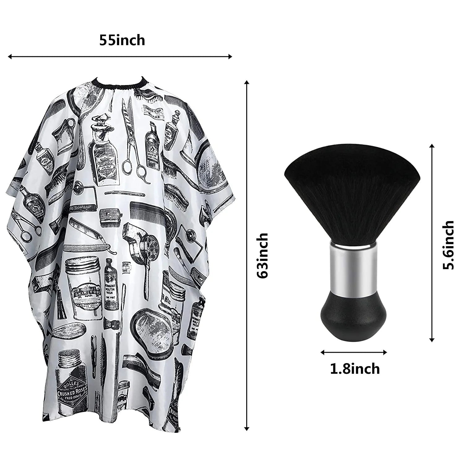 Professional Hair Cutting Cape With Neck Duster Brush, Salon Barber Cape, Hair Cutting Accessories -White Floral Print-Ban On Selling On Amazon