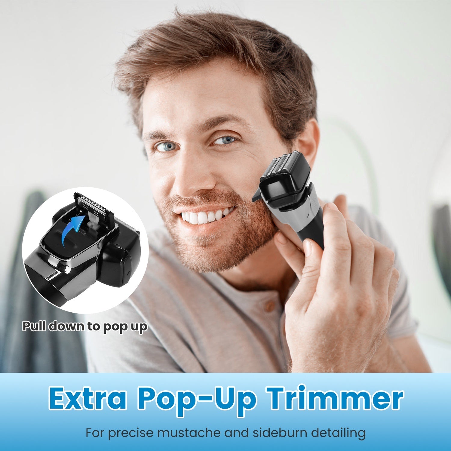 Electric Foil Face Shaver 5-Blade Electric Razor For Men Wet & Dry Jawline Beard Trimmer Precision Sideburn Shavers IPX6 Waterproof With LED Display Cleaning Brushes